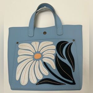 Portland Leather Limited Edition Wildflower Mini Crossbody Tote Glacial Blue